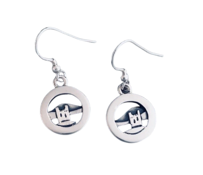 Solid Silver Castle Earrings