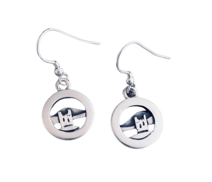 Solid Silver Castle Earrings