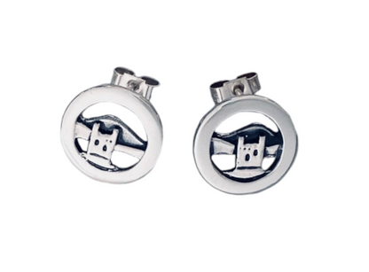 Solid Silver Castle Stud Earrings