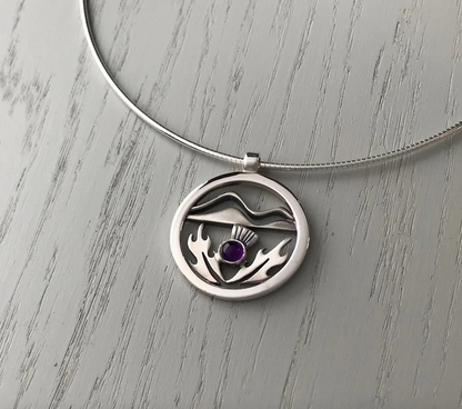 Silver Thistle Large Pendant
