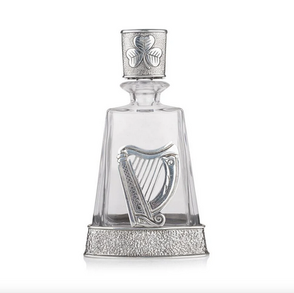 Irish Shamrock & Harp Themed Pyramid Decanter