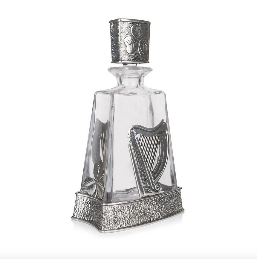 Irish Shamrock & Harp Themed Pyramid Decanter