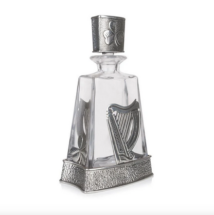 Irish Shamrock & Harp Themed Pyramid Decanter