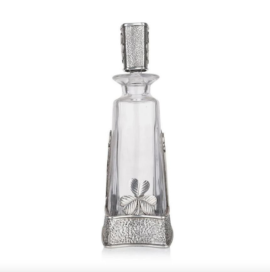Irish Shamrock & Harp Themed Pyramid Decanter