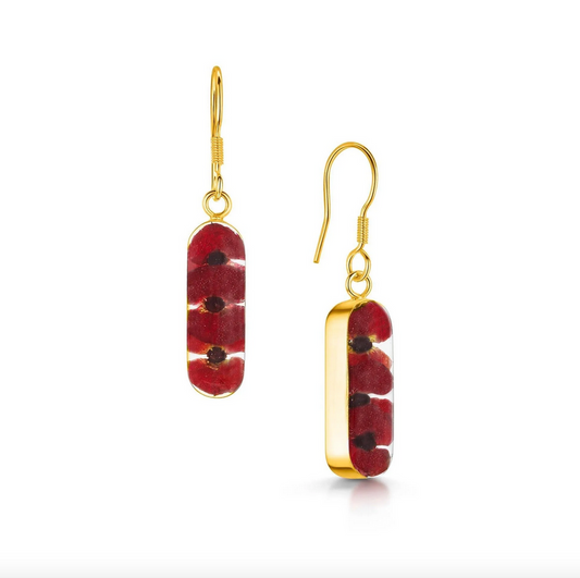Poppy Vertical Bar Gold Plated ' Leela' Drop Earrings