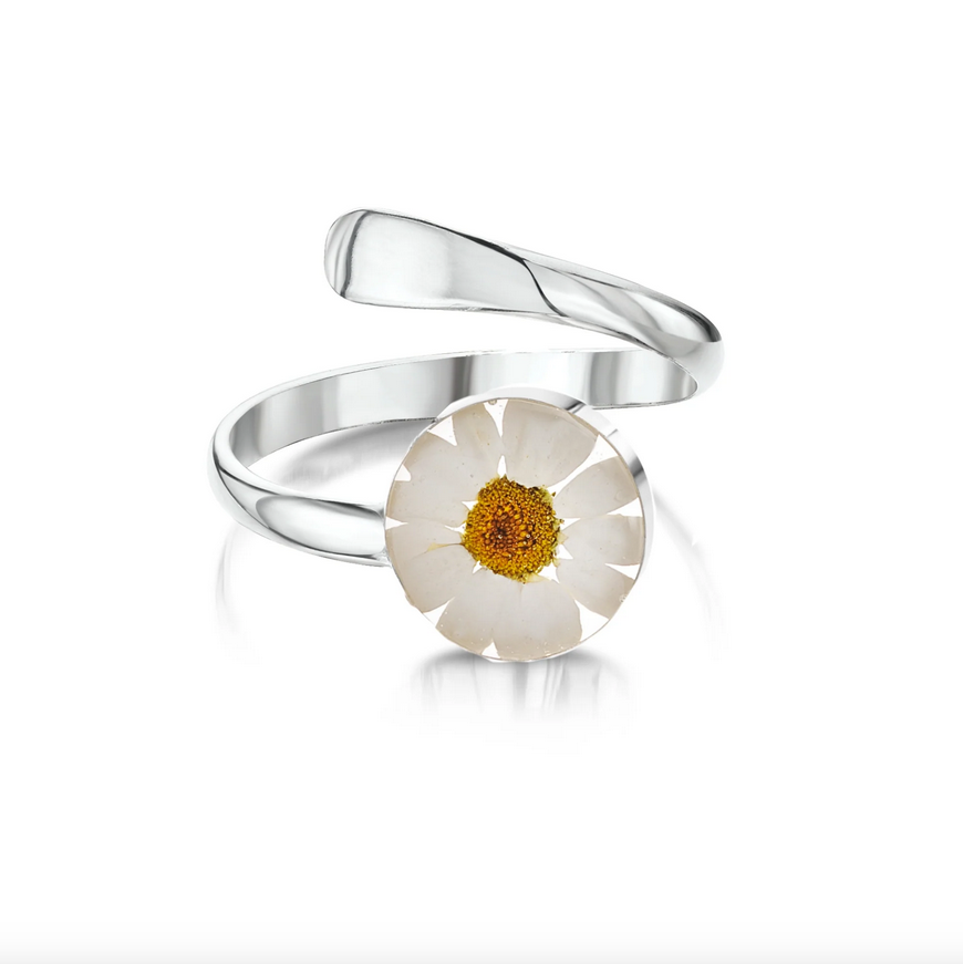 Sterling Silver Adjustable Daisy Ring