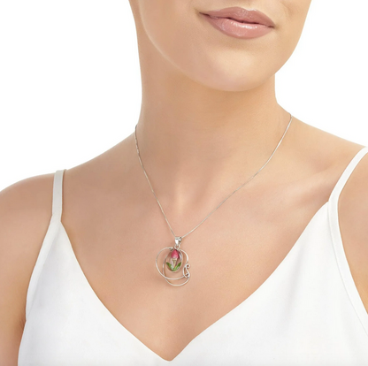Sterling Silver Multi Swirl Rose Necklace