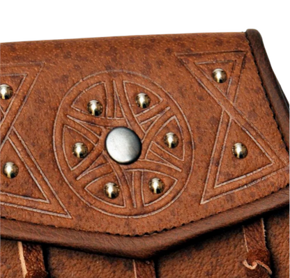 Studded Celtic Pig Skin Day Sporran With Matching Chain
