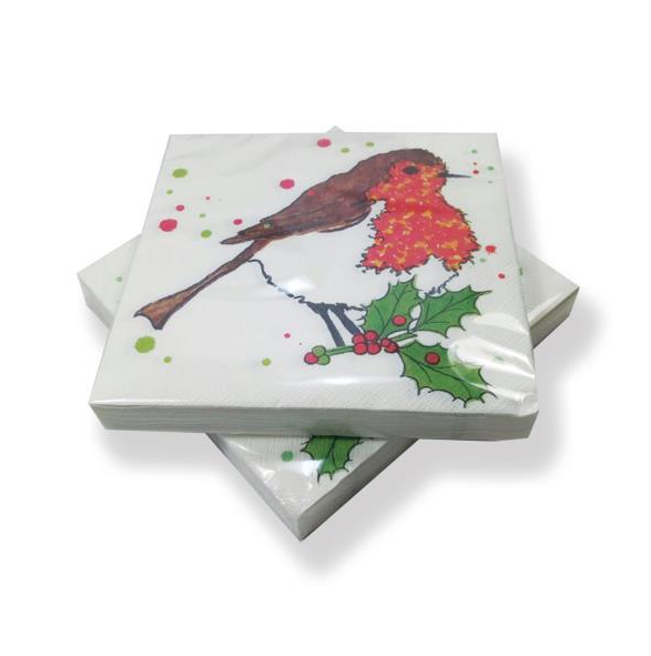 Robin Christmas Paper Napkins