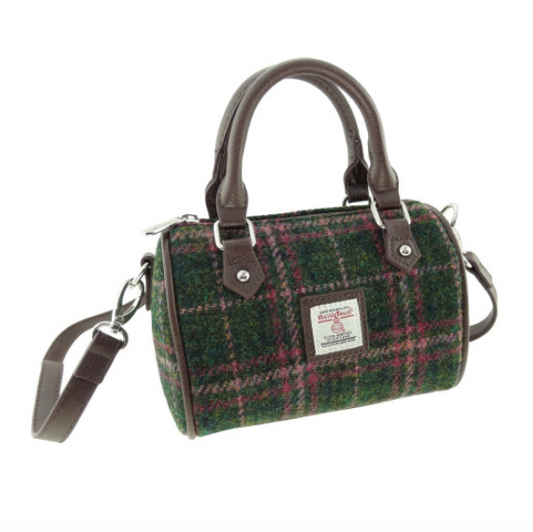 Harris Tweed Dark Green Plum Mini Bowling Bag
