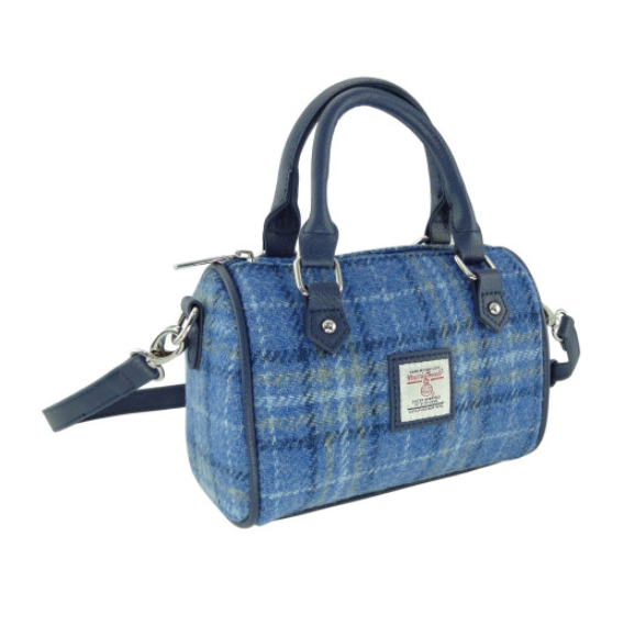 Harris Tweed Light Blue Tartan Mini Bowling Bag