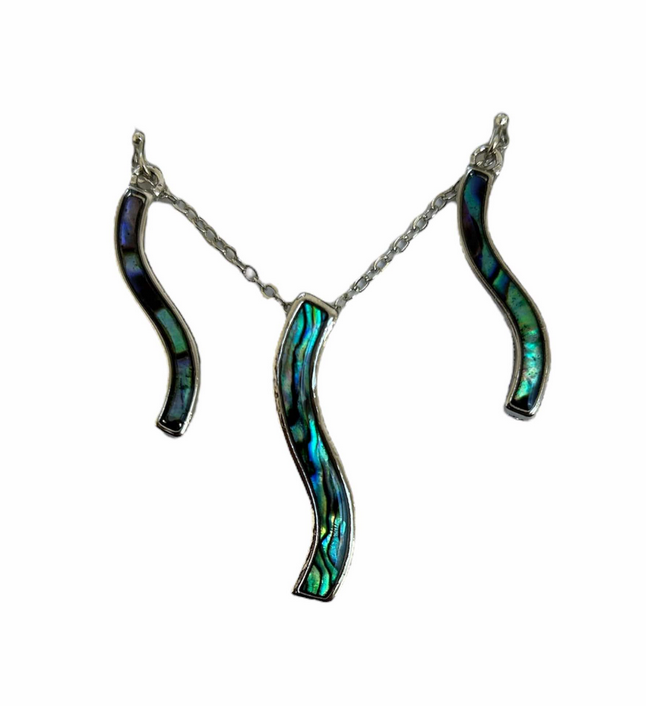 Tide Jewellery Inlaid Paua Shell Squiggle Dangle Drop Earrings & Necklace Set