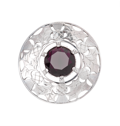 Thistle Plaid Brooch With Coloured Stone