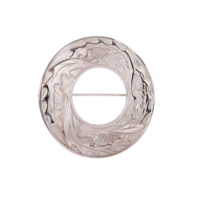 Small Thistle Polished Plaid Brooch