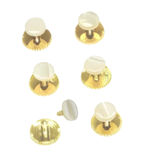 Dress Shirt Studs - Pearl & Gold