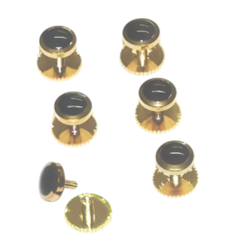 Dress Shirt Studs - Black & Gold