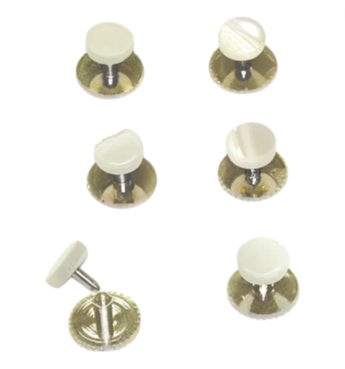 Dress Shirt Studs - Pearl & Chrome
