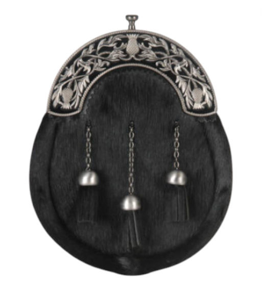 Antique & Black Thistle on Black Pony Sporran