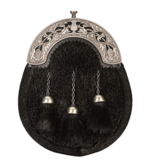Antique Thistle on Black Seal Sporran