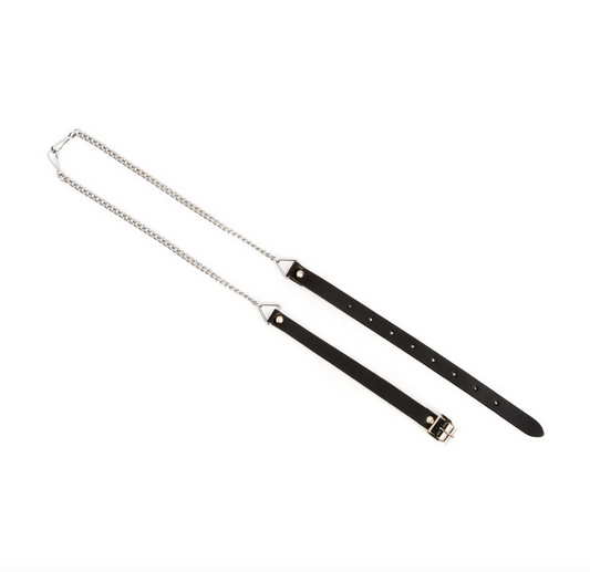 Black Leather Sporran Strap With Chrome Chain - Multiple Sizes Available