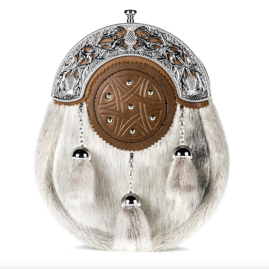 Norwood Brown Seal Targe Chrome Thistle Sporran