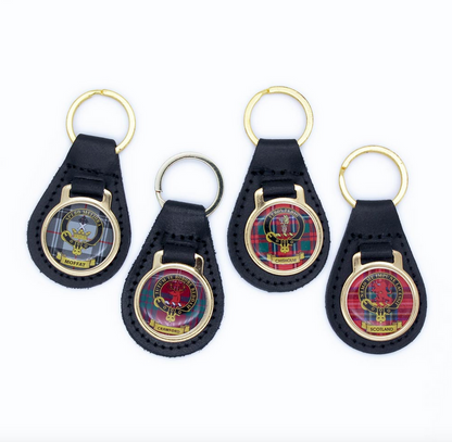 Leather & Enamel Clan Crest Keyring - Mac Tartans