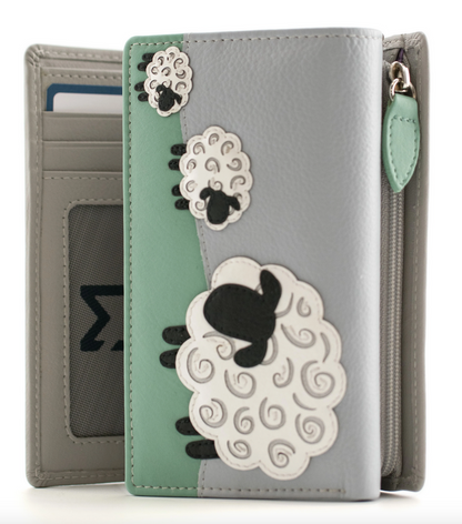 Valais Field Of Sheep Tri Fold Leather Purse