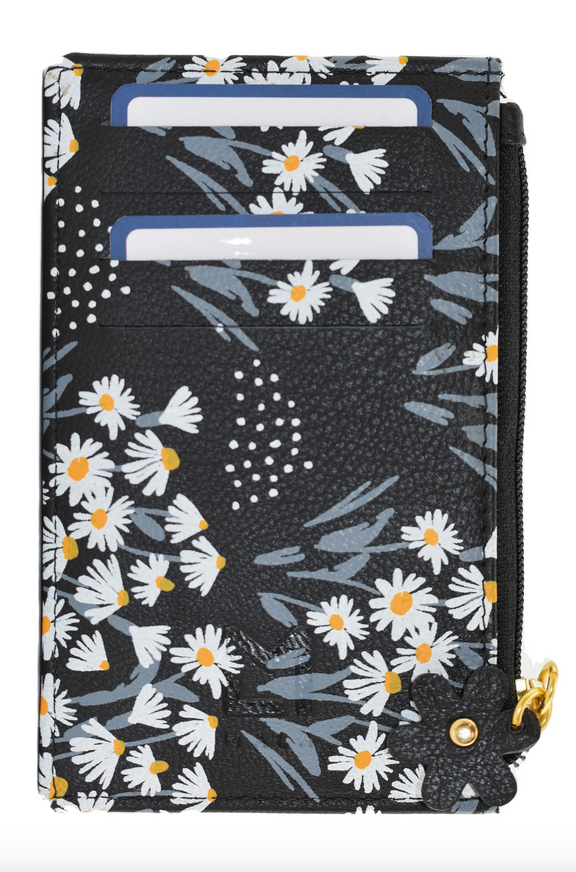 Shiloh Black Floral Leather Butterfly Coin & Card Holder