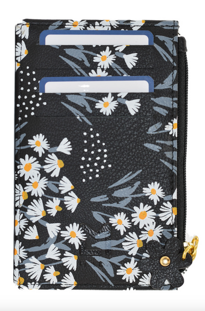 Shiloh Black Floral Leather Butterfly Coin & Card Holder