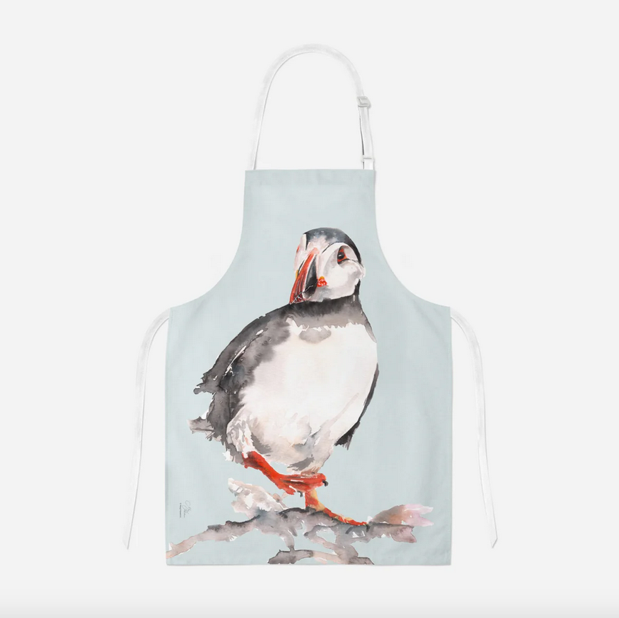 Soft Pastel Blue Scottish Puffin Apron