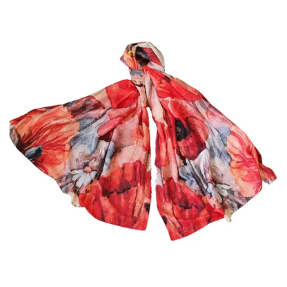 Poppy & Butterfly Summer Scarf