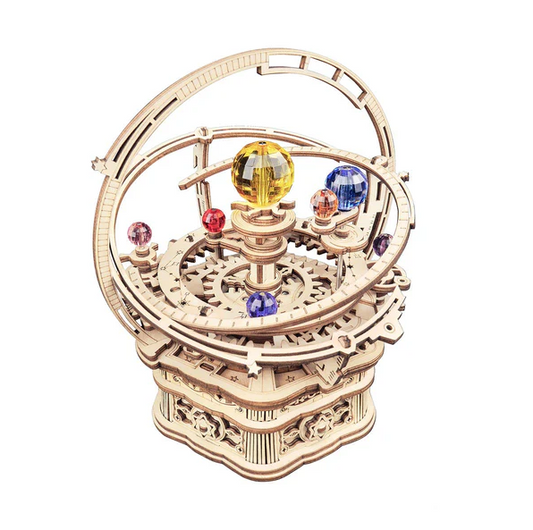 Starry Night Orrery Mechanical Music Box Wooden Model Kit