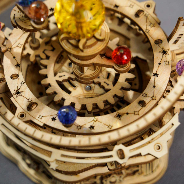 Starry Night Orrery Mechanical Music Box Wooden Model Kit
