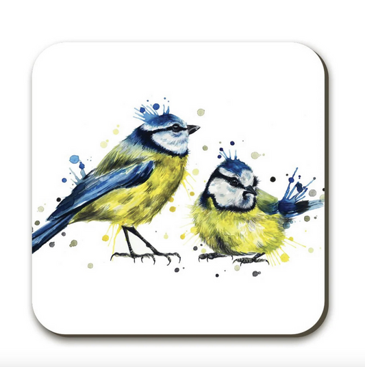 Splatter Blue Tits Coaster