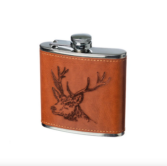 Leather Stag Hip Flask