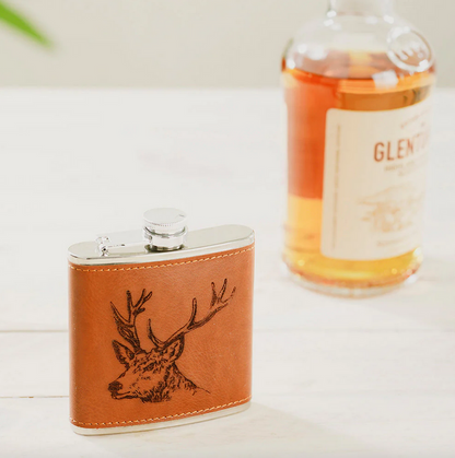 Leather Stag Hip Flask