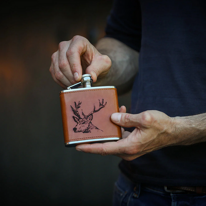 Leather Stag Hip Flask