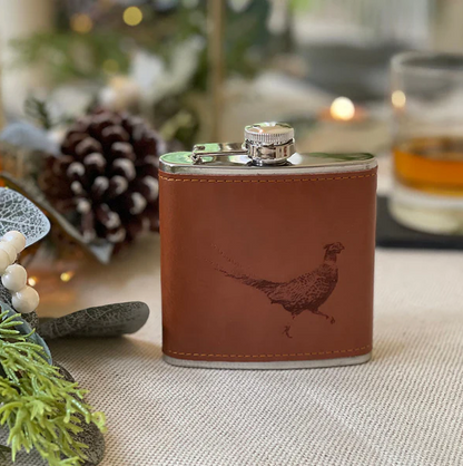 Leather Pheasant Hip Flask