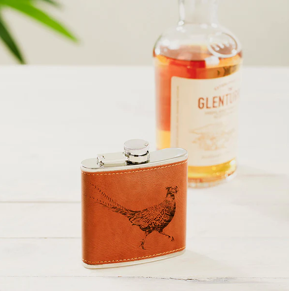 Leather Pheasant Hip Flask