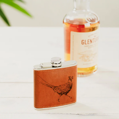 Leather Pheasant Hip Flask