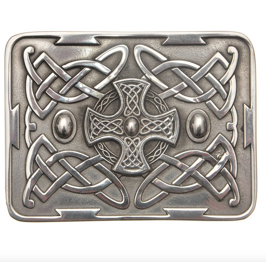 Pewter Celtic Knot & Northumberland Cross Belt Buckle