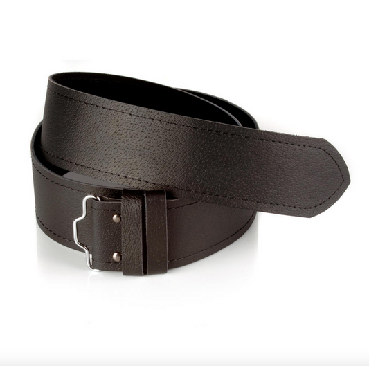 Mens Black Pig Print Grained Adjustable Scottish Kilt Belt