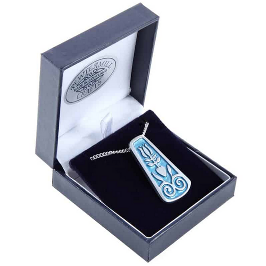 Heart Blue Enamel Polished Necklace