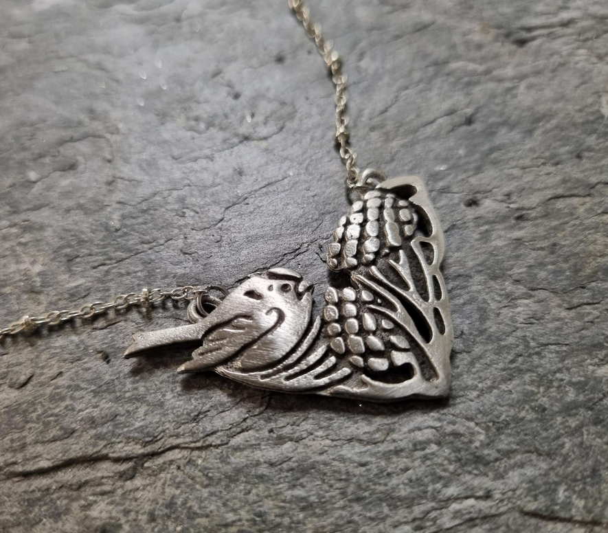 'Braw Beastes' Pewter Goldcrest Pendant