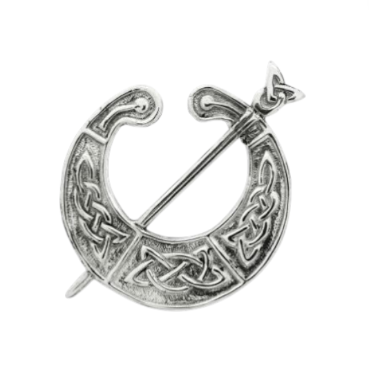 Polished Pewter Hunterston Plaid Brooch