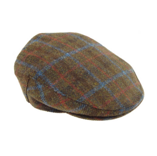 Authentic Harris Tweed Brown Tartan Flat Cap
