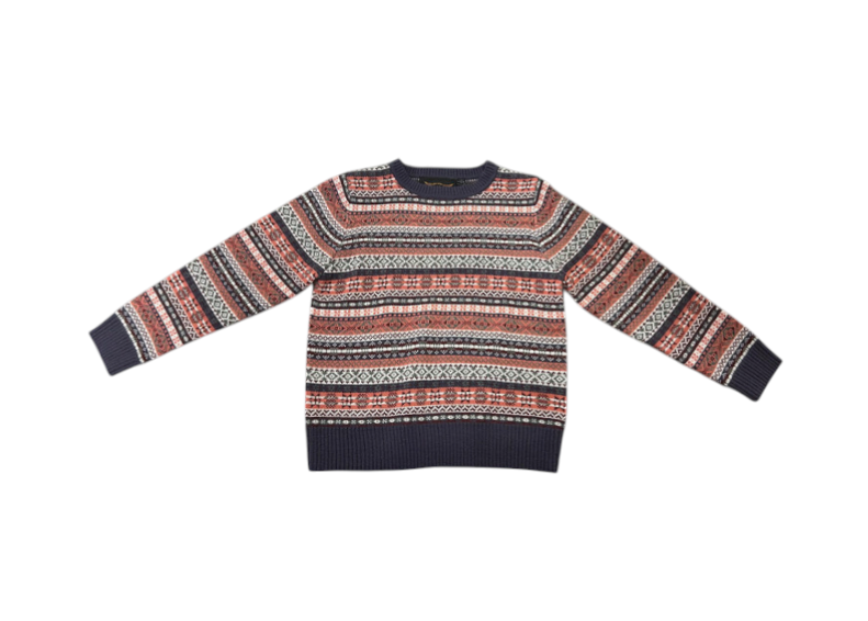 Girls Fairisle Pullover Pink & Navy Jumper