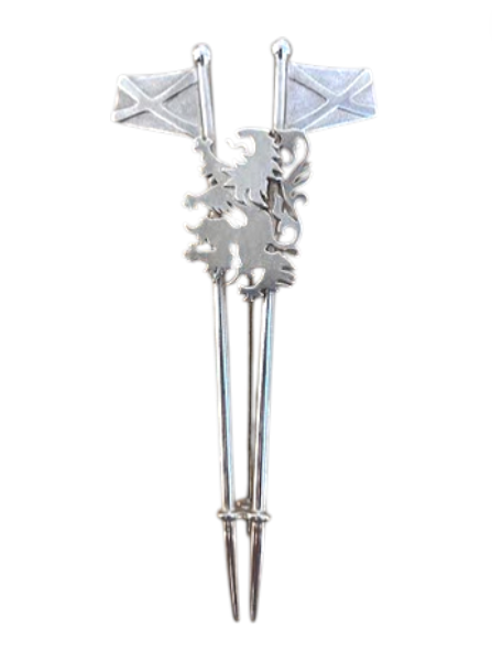 Silver Lion Rampant Saltire Kilt Pin