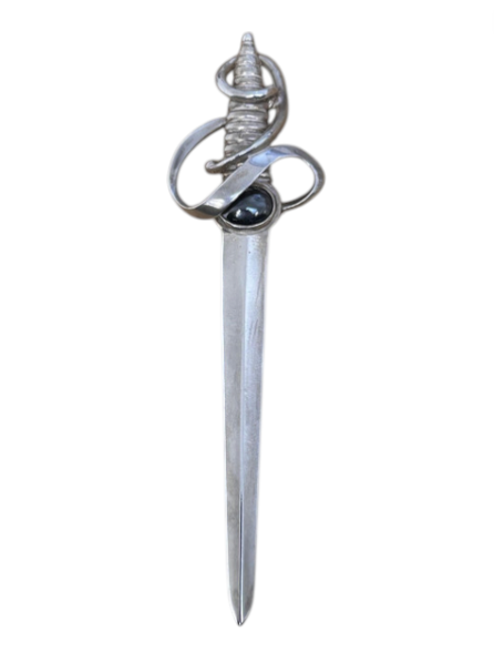 Silver Entwined Hematite Sword Kilt Pin