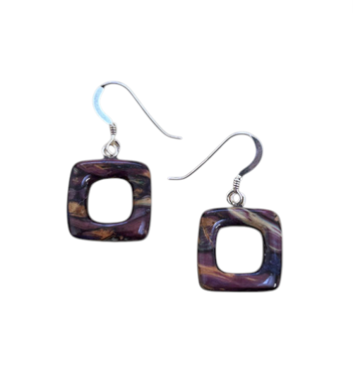 Heathergem Purple Open Square Earrings
